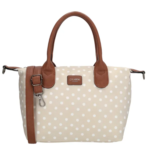 Beige_stippen_buckingham_handtas